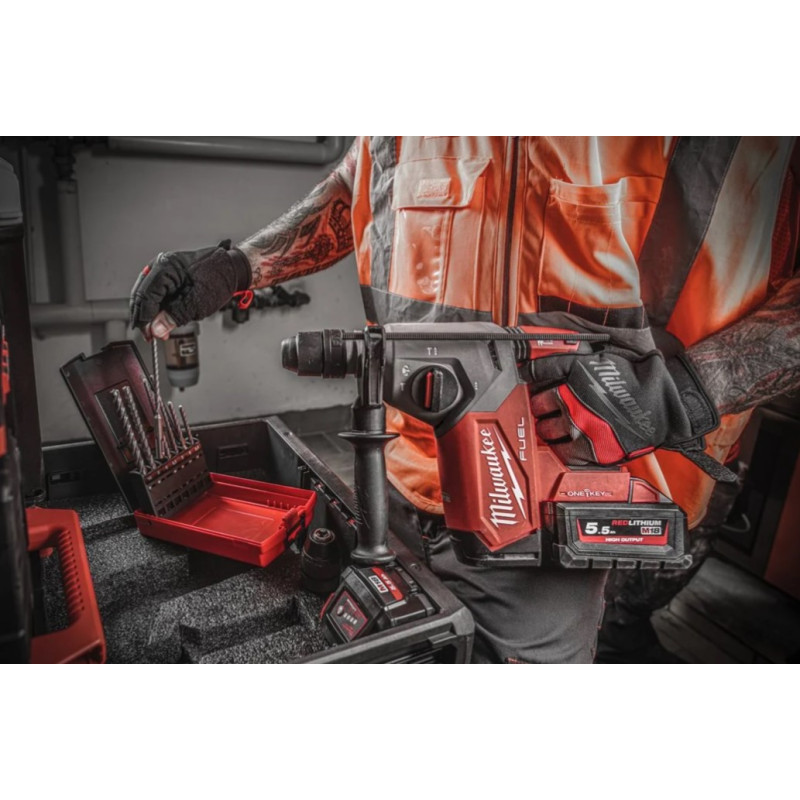 Перфоратор акумуляторний SDS-PLUS MILWAUKEE, M18 ONEFHX-0X, 2,5Дж (каркас, патрон FIXTEC 13мм, HDкейс)