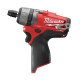 Шуруповерт акумуляторний безщітковий 1/4'' HEX MILWAUKEE, M12 CD-0, 37Нм (каркас, кліпса для ременя, картонне пакування)