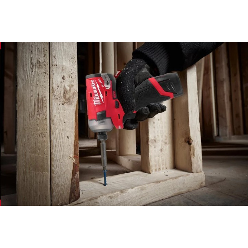 Шуруповерт ударний гідравлічний акумуляторний безщітковий 1/4'' HEX MILWAUKEE, M12 FQID-0, 50Нм (каркас, кліпса для ременя, карт