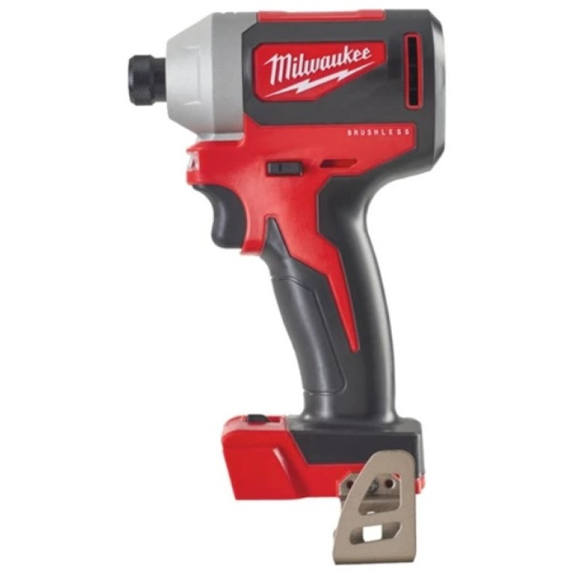 Шуруповерт ударний акумуляторний безщітковий 1/4" HEX MILWAUKEE, M18 BLID2-0X, 180Нм (каркас, кліпса для ременя, HDкейс)