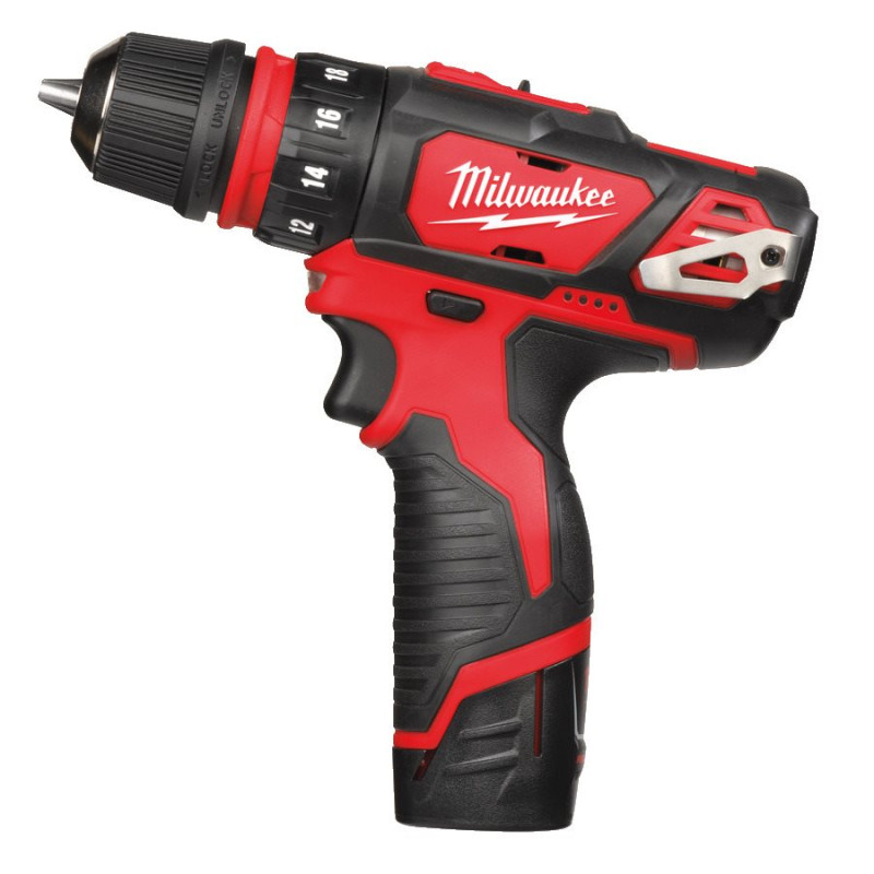 Дриль-шуруповерт акумуляторний MILWAUKEE, M12 BDDXKIT-202C, 32Нм (зарядний пристрій С12 С, 2 акумулятори М12 В2 2Аг, 3 насадки,