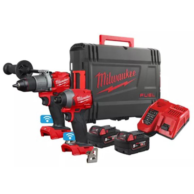 Набір інструментів дріл, винтоверт акум. MILWAUKEE, M18 ONEPP2A2-502X (M18 ONEPD2, M18 ONEID2 +зар.п