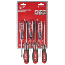 Набір викруток магнітних з тригранною рукояткою MILWAUKEE, (PH1/PH2/SL3/ SL4/SL5,5/SL6,5), (6шт)