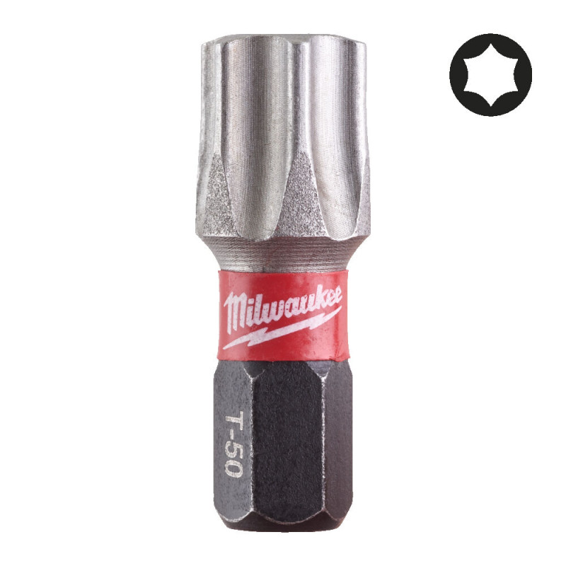 Біта SHOCKWAVE MILWAUKEE, TX50, 25мм, (15шт), пластикова коробка
