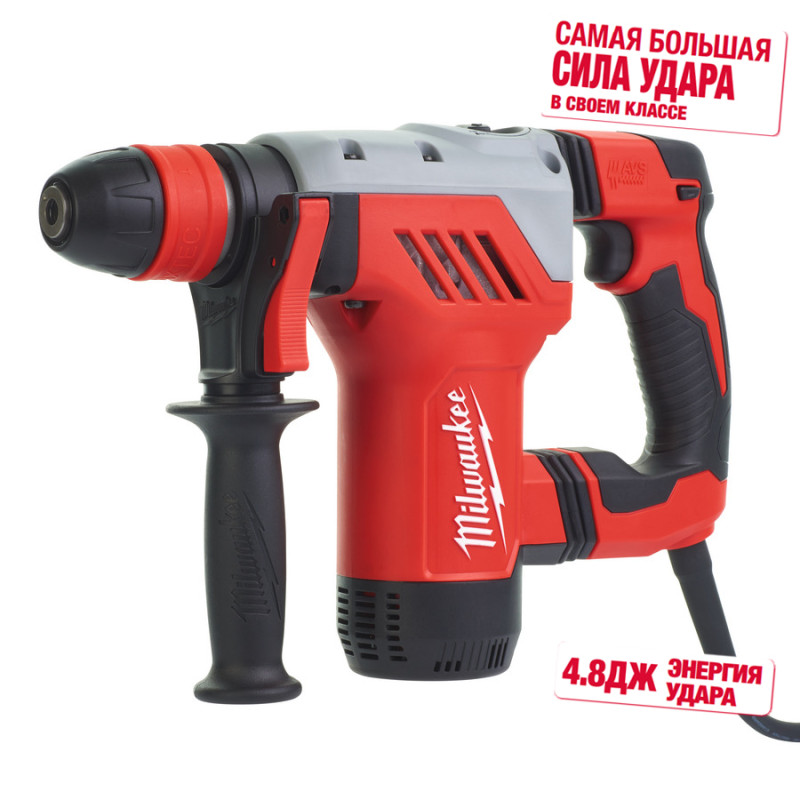 Перфоратор SDS-PLUS MILWAUKEE, PLH 28 XE, 800Вт, 4,1Дж (3 режима) (бічна рукоять, обмежувач глибини, кейс)