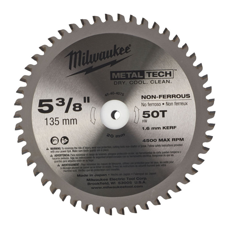 Диск пиляльний по металу MILWAUKEE, діаметр 135х20мм, 50 зуб.
