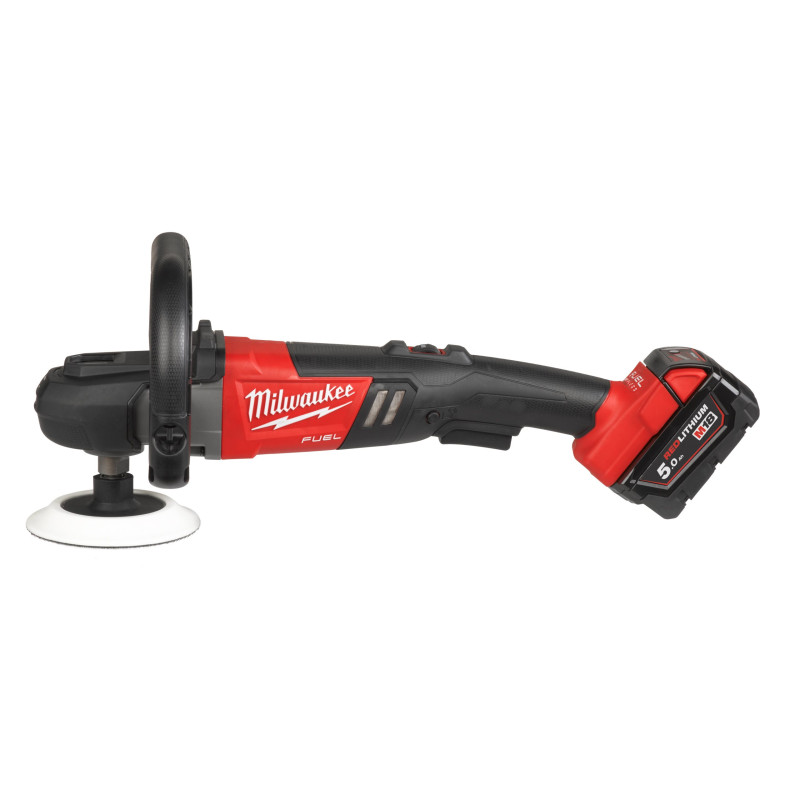 Машина полірувальна кутова акумуляторна MILWAUKEE M18 FAP180-502X, O диска 180мм, (+заряд.пристрій, 2 акум.Х 5Аг, HDкейс)