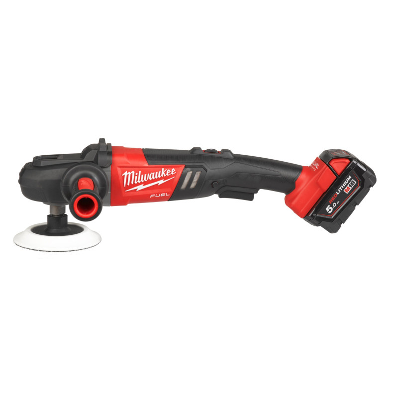Машина полірувальна кутова акумуляторна MILWAUKEE M18 FAP180-502X, O диска 180мм, (+заряд.пристрій, 2 акум.Х 5Аг, HDкейс)