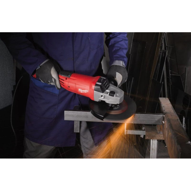 Шліфмашина кутова MILWAUKEE, AG 22-180 DMS, 2200Вт, діаметр 180мм (захисний кожух, бічна рукоять, опорна та притискна гайки, клю