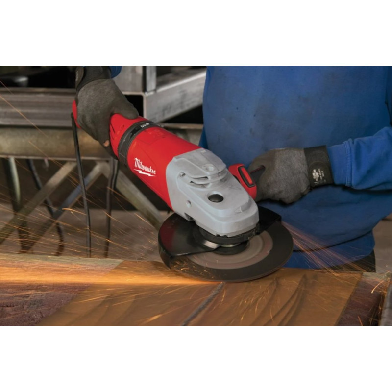 Шліфмашина кутова MILWAUKEE, AGV 21-230 GEX, 2100Вт, діаметр 230мм (захисний кожух, антивібраційна рукоять, опорна та притискна