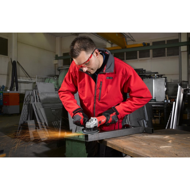 Шліфмашина кутова MILWAUKEE, AG 800-115 E, 800Вт, діаметр 115мм (захисний кожух, бічна рукоять, опорна та притискна гайки, ключ,