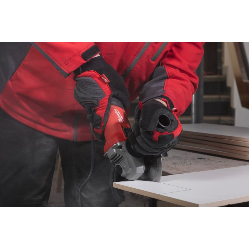 Шліфмашина кутова MILWAUKEE, AG 800-115 E, 800Вт, діаметр 115мм (захисний кожух, бічна рукоять, опорна та притискна гайки, ключ,