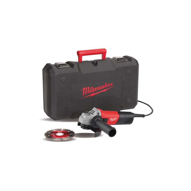 Шліфмашина кутова MILWAUKEE, AG 800-115 E D-SET, 800Вт,  діаметр 115мм (диск, захисний кожух, бічна рукоять, опорна та притискна