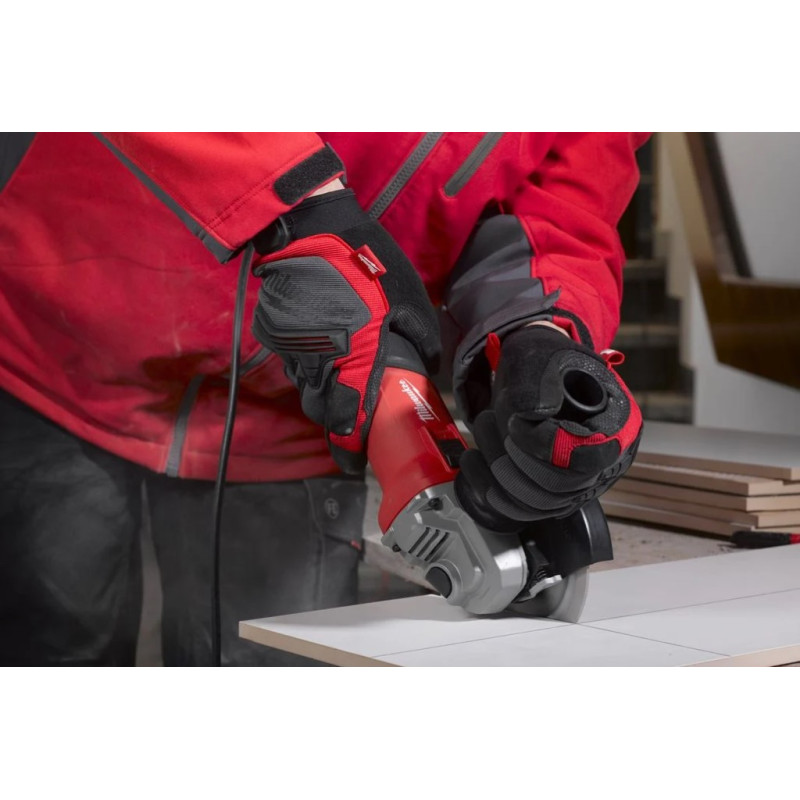 Шліфмашина кутова MILWAUKEE, AG 800-125 EK, 800Вт, діаметр 125мм (захисний кожух, бічна рукоять, опорна та притискна гайки, ключ