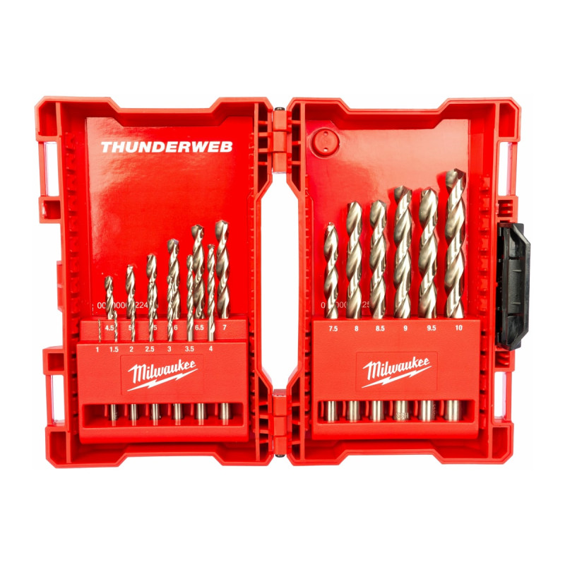 Набір свердл по металу Milwaukee HSS-G THUNDERWEB (19 шт) дисплей 6 од, пластикова коробка, картонний дисплей