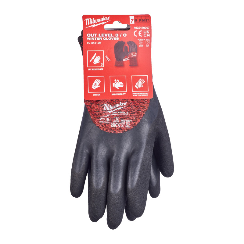 Рукавиці робочі зимові MILWAUKEE, з опором порізам 4/D рівня, розмір 9/L