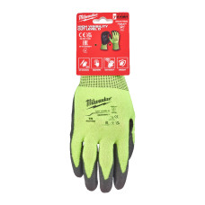 Рукавиці робочі сигнальні Hi-Vis MILWAUKEE, з опором порізам 4/D рівня, розмір 7/S
