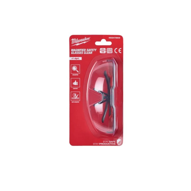 Окуляри захисні MAGNIFIED MILWAUKEE із зоною корекції (+2,5, прозорі)