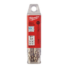 Свердло по металу HSS-G MILWAUKEE, DIN 1412 C, діаметр 3,0х46х11мм, двостороннє, (10шт), пластикова коробка