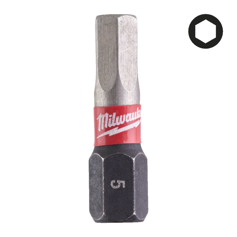 Біта SHOCKWAVE MILWAUKEE, Hex5, 25мм, (2шт)