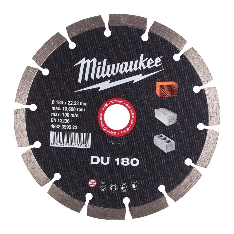 Диск алмазний MILWAUKEE DU 180, діаметр 180мм (цегла, бетон, шлакоблок)