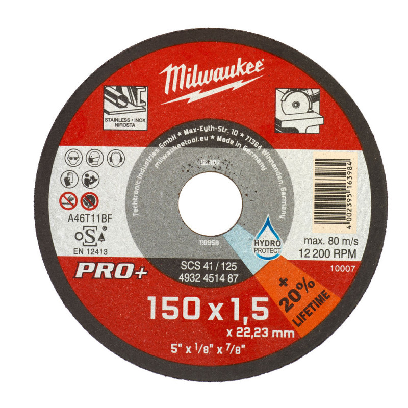 Диск відрізний по металу MILWAUKEE, SCS 41/150х1,5 PRO+, діаметр 150мм