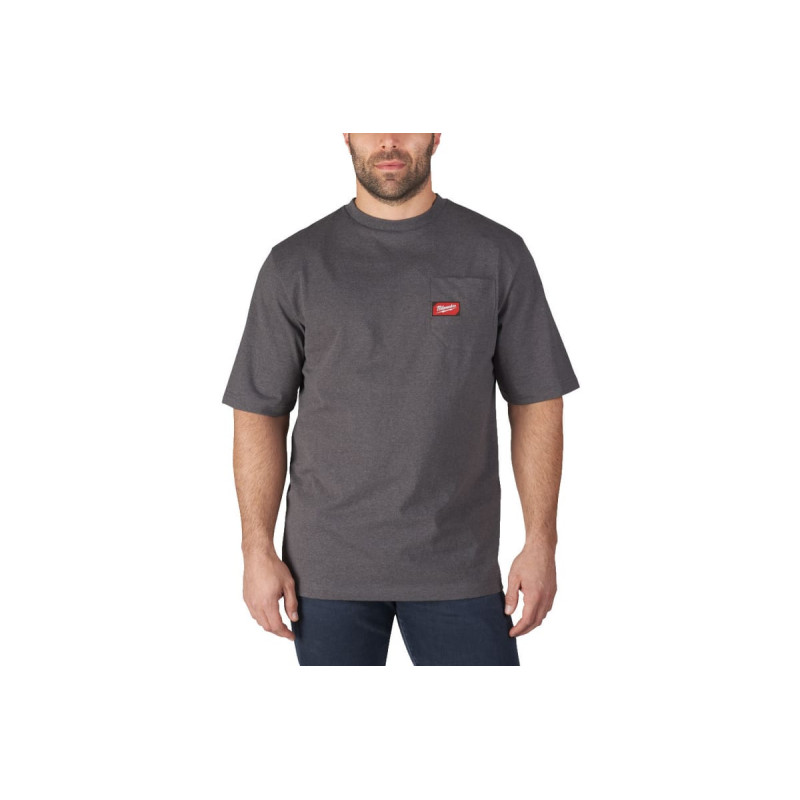 Футболка з короткими рукавами 100% бавовна Milwaukee сіра WTSSG-L