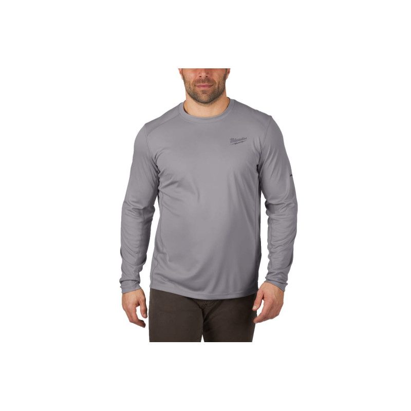Футболка MILWAUKEE, WWLS дихаюча з довгим рукавом, сіра, розмір L