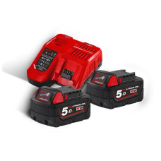 Енергокомплект MILWAUKEE M18 NRG-502 (зарядний пристрій M12-18C, 2 акумулятори М18 В5 5Аг, картонне пакування)