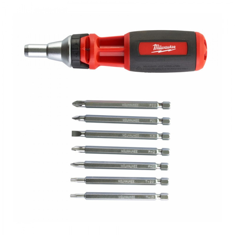 Викрутка з тріскачкою універсальна 9-в-1 (PH1, PH2, PZ1, PZ2, Torx15, Torx20, SL5.5) MILWAUKEE