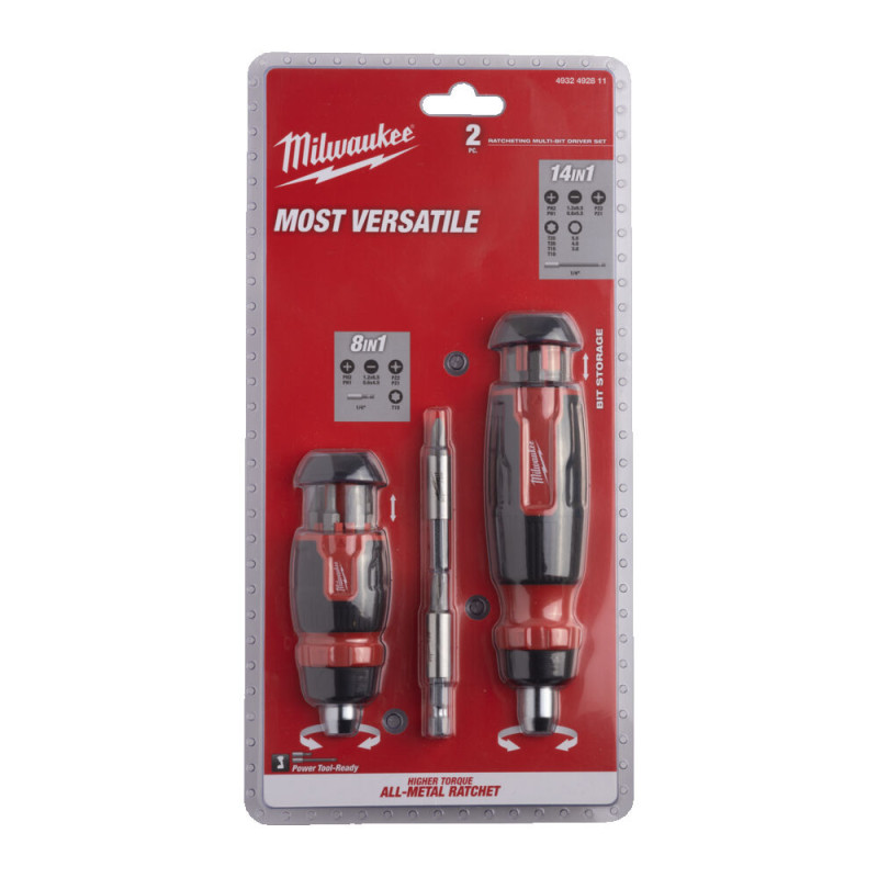 Набір викруток з тріскачкою зі змінними вставками 27-в-1 MILWAUKEE, (2шт)