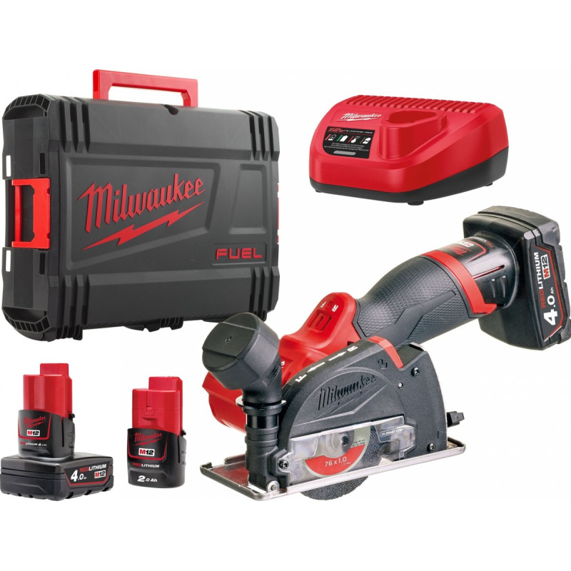 Шліфмашина універсальна відрізна акумуляторна безщіткова MILWAUKEE, M12 FCOT-422X, діаметр 76мм (зарядний пристрій С12 С, 1 х М1