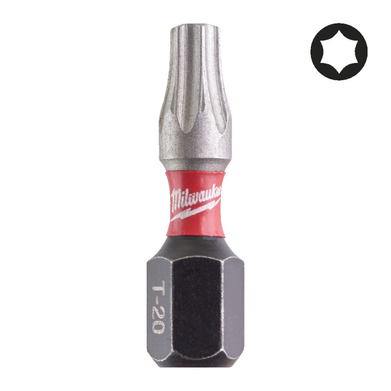 Біта SHOCKWAVE MILWAUKEE, TX20, 25мм, (25шт), пластикова коробка