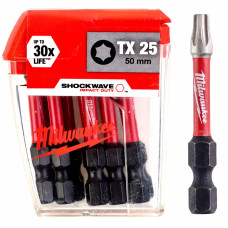 Біта SHOCKWAVE MILWAUKEE, TX25, 50мм, (10шт), пластикова коробка
