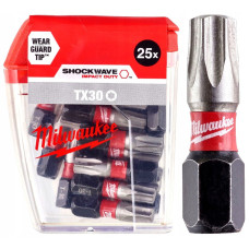 Біта SHOCKWAVE MILWAUKEE, TX30, 25мм, (25шт), пластикова коробка