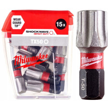 Біта SHOCKWAVE MILWAUKEE, TX50, 25мм, (15шт), пластикова коробка
