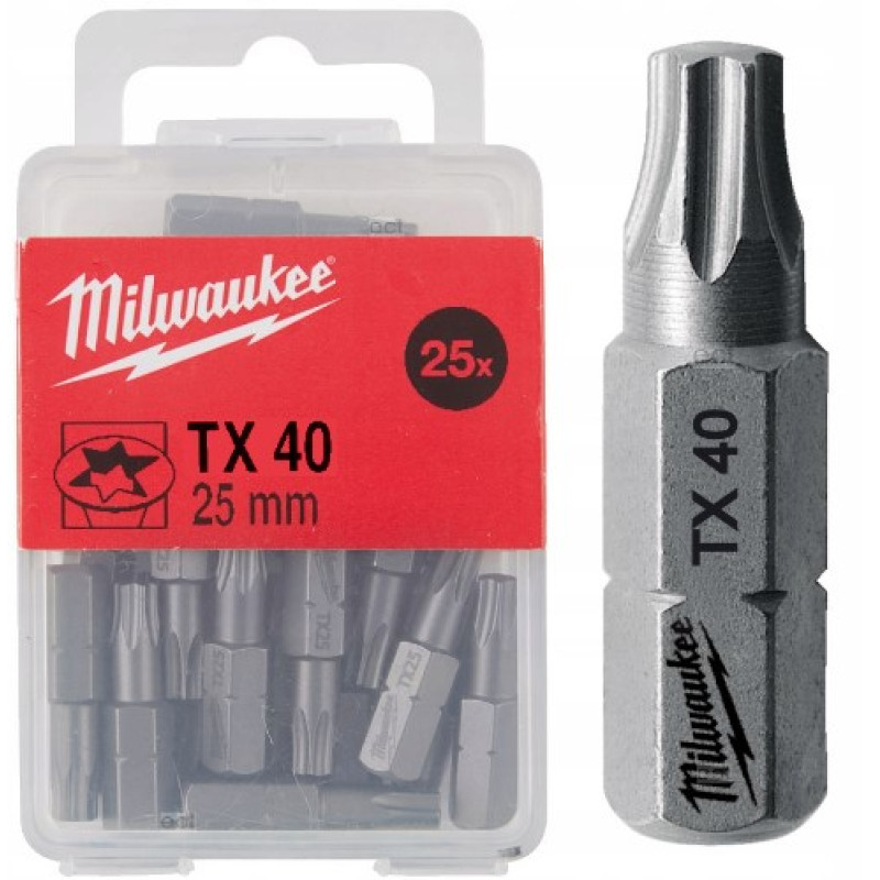 Біта MILWAUKEE, TX40, 25мм, (25шт), пластикова коробка