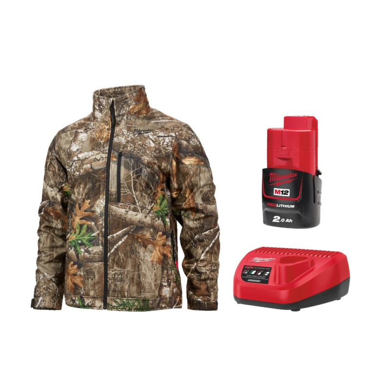 Куртка з підігрівом MILWAUKEE, M12 HJCAMO6-201(XXL), камуфляжна (розмір XXL) (+зар.пр., 1 акум.Х 2Аг)