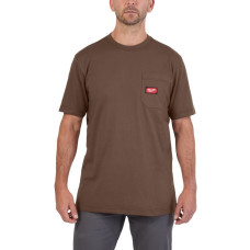Футболка MILWAUKEE WTSSBR-XXL з карманом та коротким рукавом, коричнева, (розмір XXL)