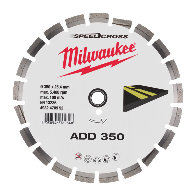 Диск алмазний Speedcross MILWAUKEE ADD 350, діаметр 350мм (асфальт)