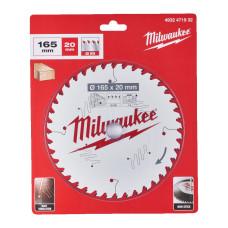 Диск пиляльний по дереву PFTE THIN KERF MILWAUKEE, діаметр 165х20х1,6мм, 40 зуб.