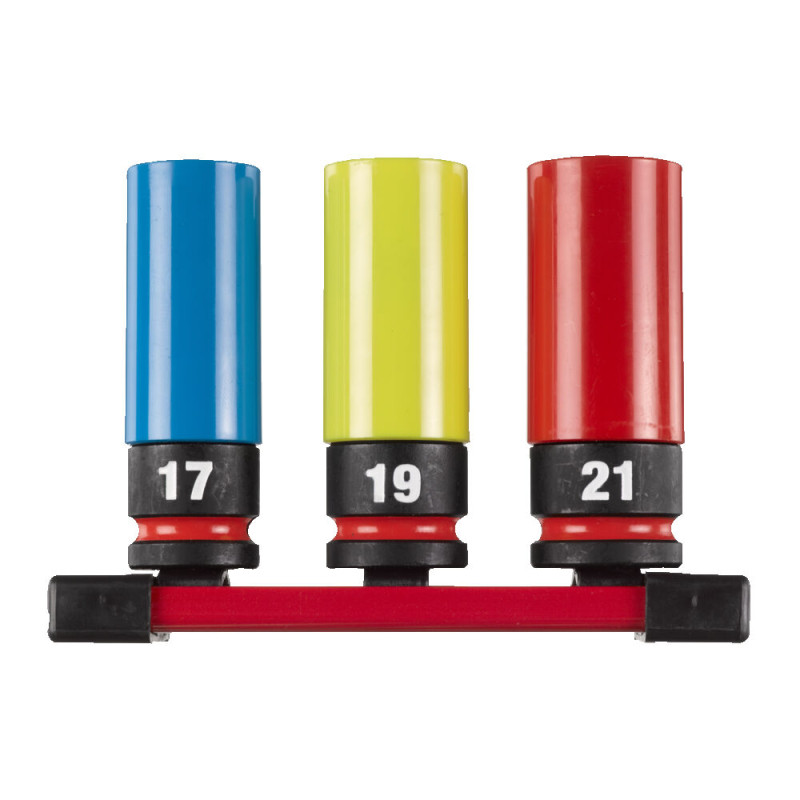 Набір головок ударних ShW 1/2'' MILWAUKEE, Automotive подовжених на планці (17/19/21мм)