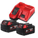 Енергокомплект Li-Ion MILWAUKEE, M18 NRG-502С (зарядний пристрій M12-18FC, 2 акумулятори М18 В5 5Аг)