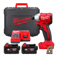 Шуруповерт ударний акумуляторний безщітковий 1/4'' HEX MILWAUKEE, M18 BLIDRC-402C, 190Нм (зарядний пристрій М12-18 С, 2 акумулят