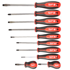 Набір викруток магнітних з тригранною рукояткою MILWAUKEE, (PZ1/PZ2/PH1/ PH2/ SL3/SL5,5/ SL6,5/ SL6,5/SL8) (10шт)