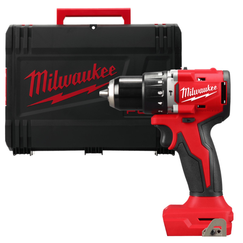 Дриль-шуруповерт з ударом акумуляторний безщітковий MILWAUKEE, M18 BLPDRC-0X, 60,5Нм (каркас, кліпса для ременя, HDкейс)