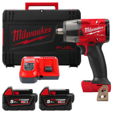 Гайкокрут акумуляторний безщітковий MILWAUKEE 1/2" (881 Нм) M18 FMTIW2F12-502X, з фрикційним кільцем, (+ заряд.пристрій, 2 акуму