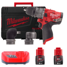 Дриль-шурупокрут з ударом акумуляторний безщітковий MILWAUKEE, M12 FPDXKIT-202X, 37Нм (зарядний пристрій С12 С, 2 акумулятори М1