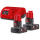Енергокомплект Li-Ion MILWAUKEE, M12 NRG-602 (зарядний пристрій, 2 акумулятори В6 6Аг, картонне пакування)