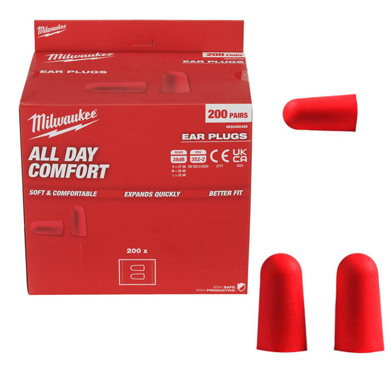 Беруші одноразові пінні червоні MILWAUKEE, (200 пар) картонна упаковка